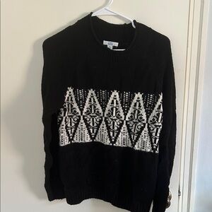 Croft & Barrow Black and White Patterned Crewneck Sweater